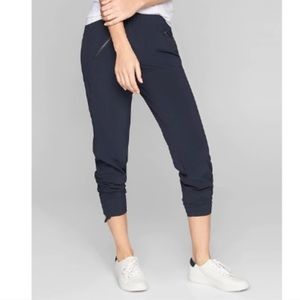 Athleta Aspire Side Ruche Ankle Pant Navy Jogger